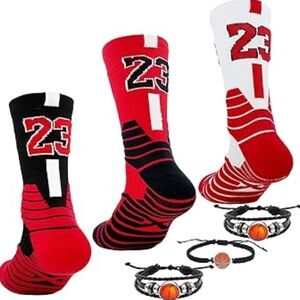 Michael Jordan Iconic Number 23 Brand new White/Red/Black Basketball Socks